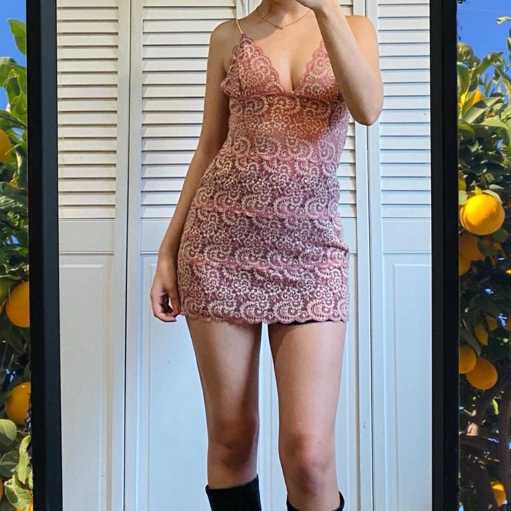 Pink Lace Slip Dress